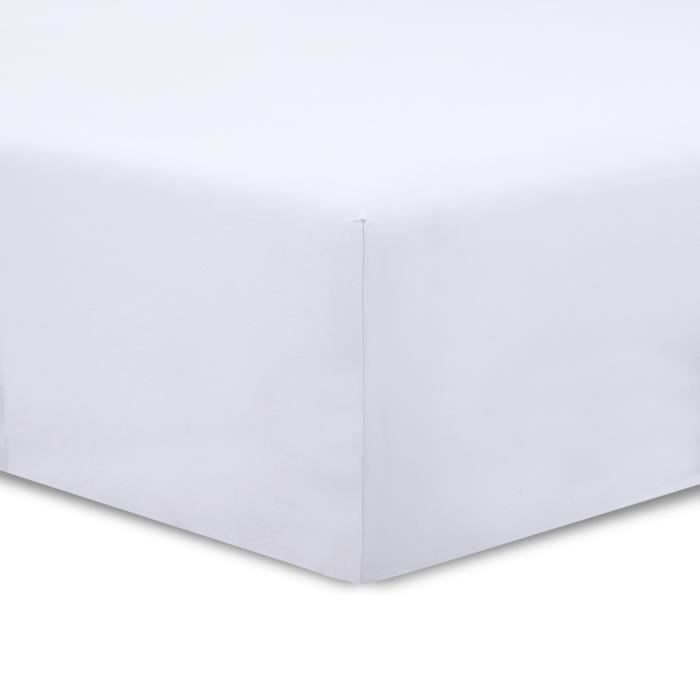 Vision - Drap housse Blanc - 200x200cm - 100% coton