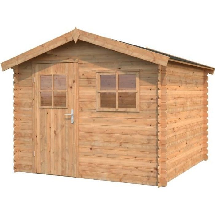 Abri De Jardin Rimini 2 Bndip Forme Carré 244 X 244 Cm Porte Simple Sapin Du Nord Bois Massif Traité Chêne Doré