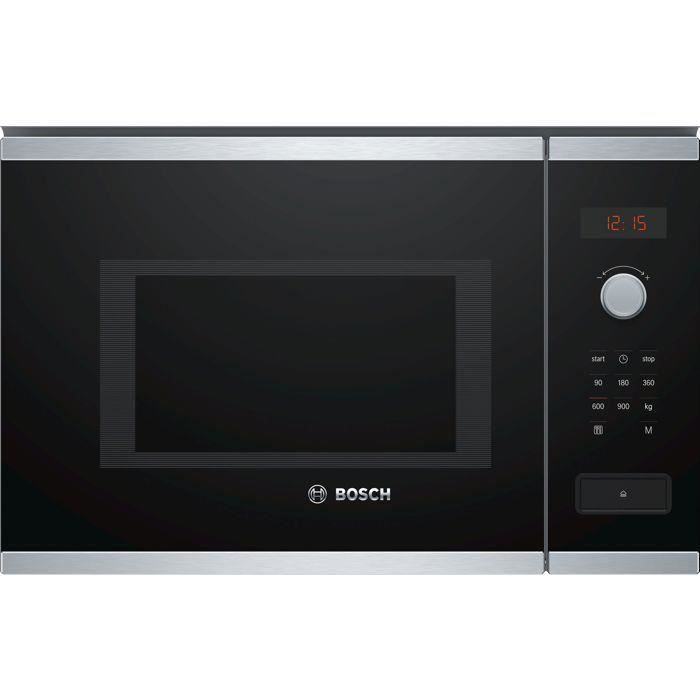 Micro-onde 38 cm - BOSCH Série 4 BFL553MS0 - Inox - H382 x L594 x P388 cm - 900 W - Cleaning Assistance - Display rouge