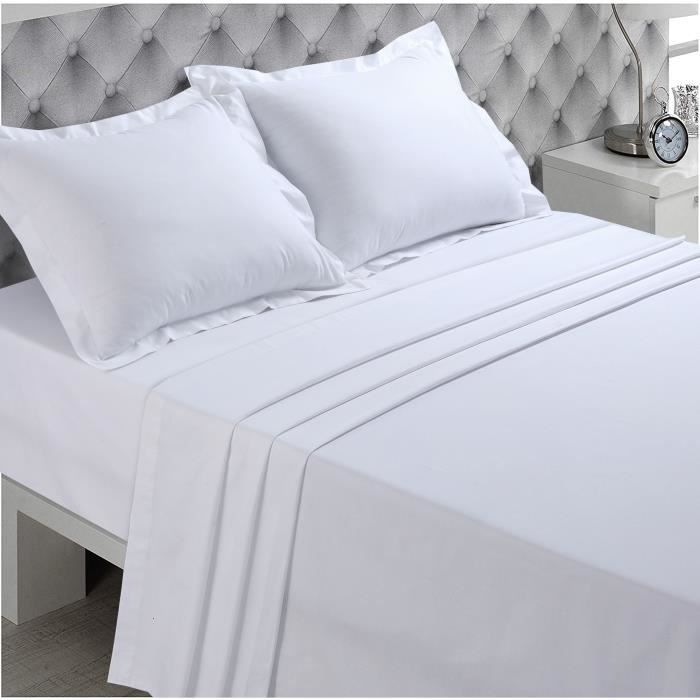 Vision - Drap plat Blanc - 240x300cm - 100% coton