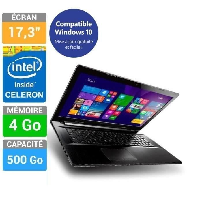 PC Portable Lenovo G70-35, AMD E1, RAM 8Go, SSD 128Go + HDD 500Go, Windows 10, Occasion