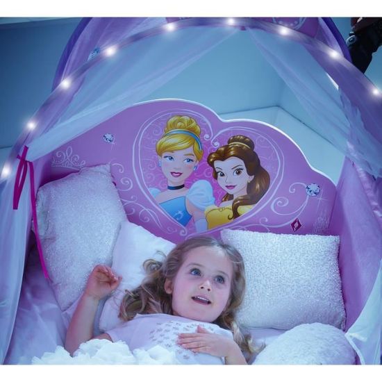 Disney Princesse Lit Carrosse Pour Filles Avec Ciel De Lit Lumineux Pour Matelas 140cm X 70cm Cdiscount Jeux Jouets