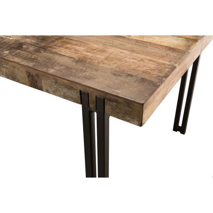Alida - table à manger ronde 130x130cm en bois de teck recyclé - Conforama