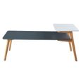 ALEXANDRA Table basse vintage en bois chêne massif et MDF laqué gris et blanc satiné - L 125 x l 60 cm-1