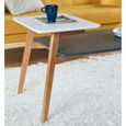 ALEXANDRA Table basse vintage en bois chêne massif et MDF laqué gris et blanc satiné - L 125 x l 60 cm-3