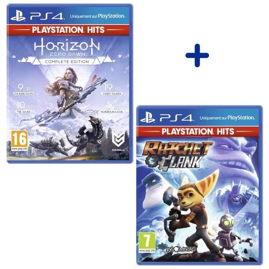 Pack 2 Jeux PS4 PlayStation Hits : Horizon Zero Dawn Complete Edition + Ratchet & Clank