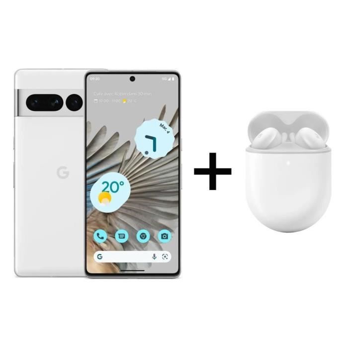 GOOGLE Pixel 7 Pro - 128 Go - Blanc + GOOGLE Ecouteurs True Wireless ...