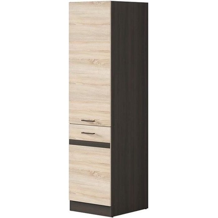 JUNONA Colonne de cuisine 2 Portes ouverture à droite - L 50 x H 196 x P 46 cm - Chêne sonoma