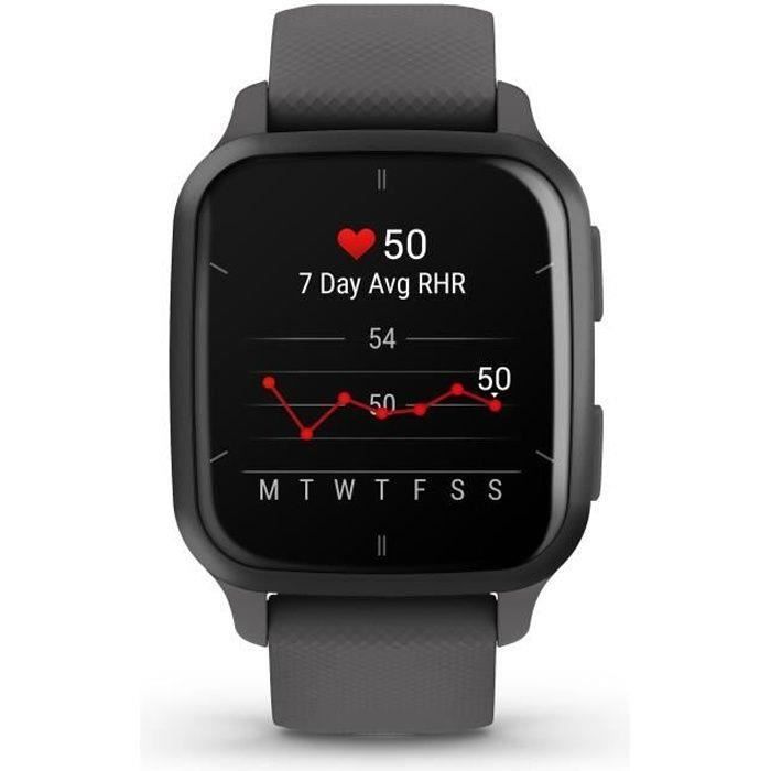 Garmin Venu Sq 2 Montre connectée GPS Multisports avec écran AMOLED et Suivi santé Gray avec Bracelet Boîtier 40 mm