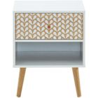 BAÏTA CAPUCINE Table de chevet - Blanc et chêne - L 40 x P 33 x H 49cm