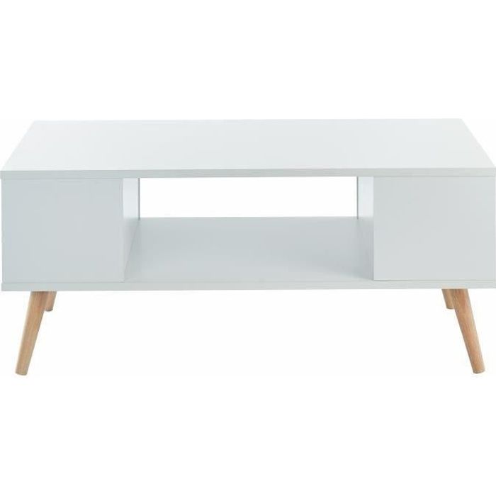 table basse - baïta - gamme babette - blanc - l 90 x p 45 x h 38,7 cm