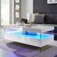 SEZANNE Table basse avec LED style contemporain laqué blanc brillant - L 120 x l 60 cm-1