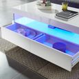 SEZANNE Table basse avec LED style contemporain laqué blanc brillant - L 120 x l 60 cm-3