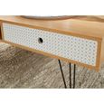 COLETTE Table basse scandinave - Décor chêne et impression vintage - 110x55 cm-2