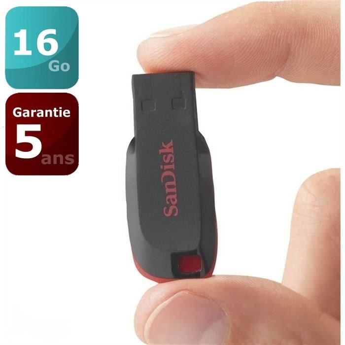 Clé USB - SANDISK - Cruzer Blade - 16 Go - USB 2.0