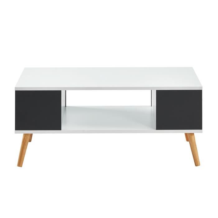 Babette Table Basse Blanche Et Grise Foncee L 90 X P 45 X H 38 7