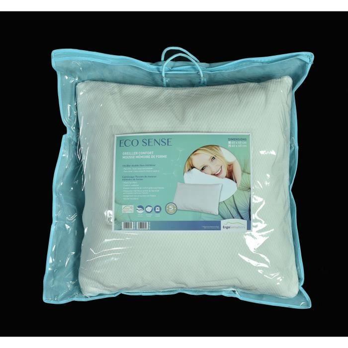 HEALTHCARE Oreiller à mémoire de forme ECOSENSE 60x60 cm blanc