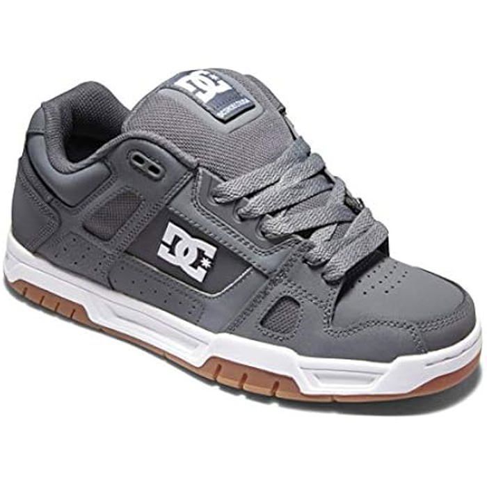 DC Shoes DC Shoes Stag - Baskets homme cuir gris semelle Cup col et languette rembourrés