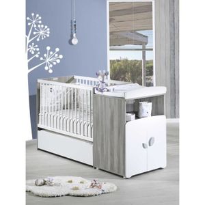 LIT BÉBÉ BABY PRICE New Leaf Lit Combiné Evolutif 60x120 cm avec Tiroir