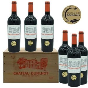 VIN ROUGE Château Dufilhot 2021 Côtes de Bordeaux - Vin rouge  lot de 6 bouteilles en Caisse bois