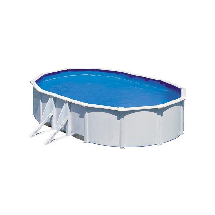 GRE - Kit Piscine hors sol acier ovale blanche 527m x 327m x H: 122m (Livrée avec filtre à sable et échelle)
