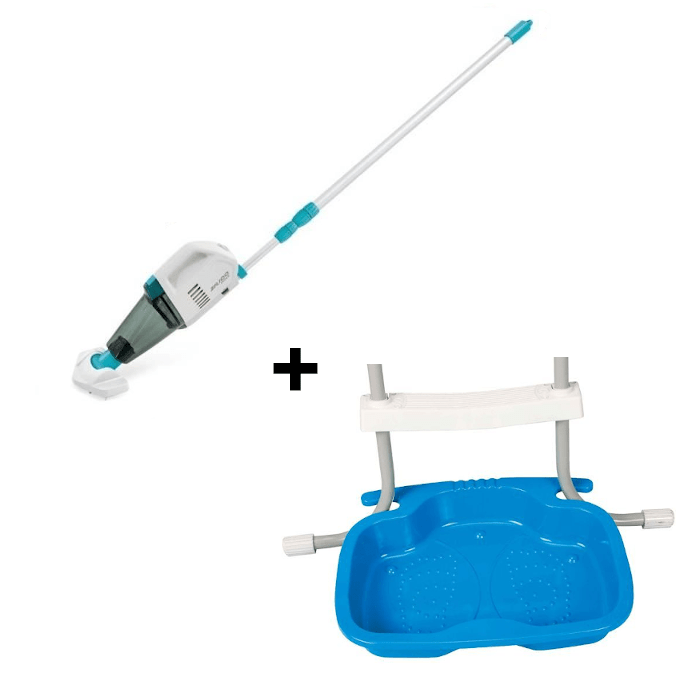 Nettoyeur pour piscine et spa ZR100 INTEX - ZR200 - Autonomie 50 min + Pédiluve 56 x 46 x 9 cm INTEX - Bleu ou gris