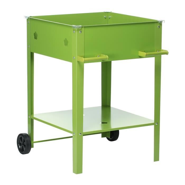 Pot De Fleur Carre Hauteur 80 Cm Carre Potager Sur Pieds 55 X 55 X 80 Cm Vert Achat Vente