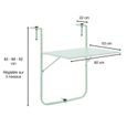 Table de balcon rabattable - Acier - 60 x 75 x 82-92 cm - Vert-3