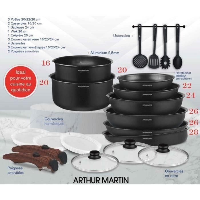 Set batterie de cuisine amovible Arthur Martin - 8 pièces –