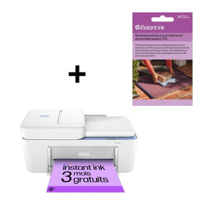 Imprimante tout-en-un HP Deskjet 4222e jet d'encre couleur + Carte Instant Ink