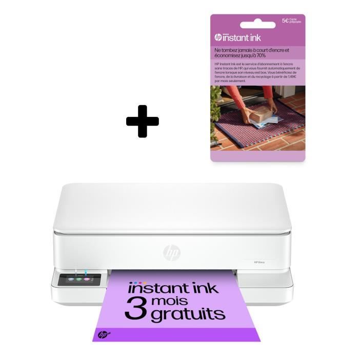 Imprimante tout-en-un HP Envy 6110e jet dencre couleur + Carte Instant Ink