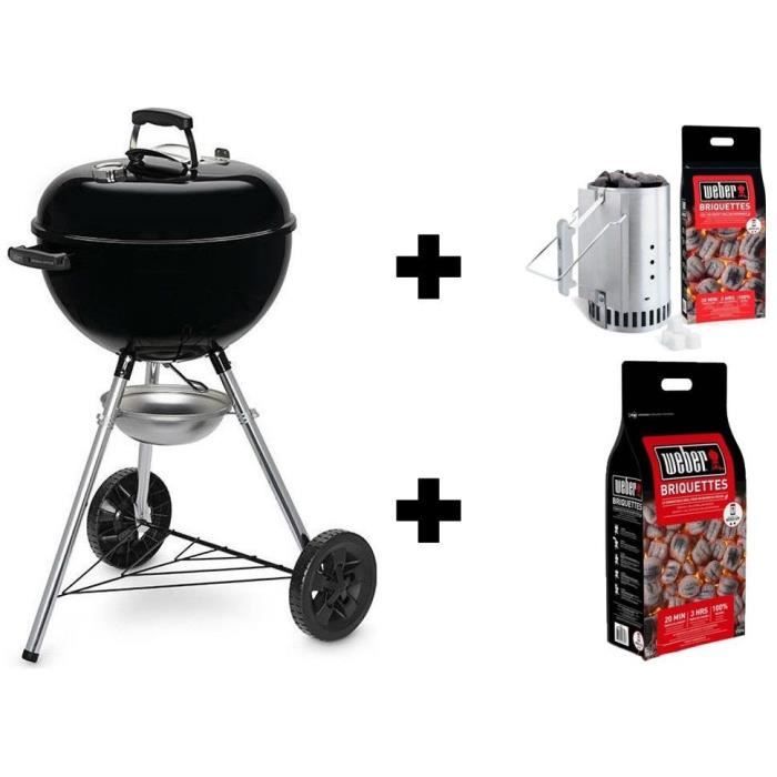 BBQ WEBER Original Kettle E-4710 - Noir + Sac briquettes + Kit cheminée