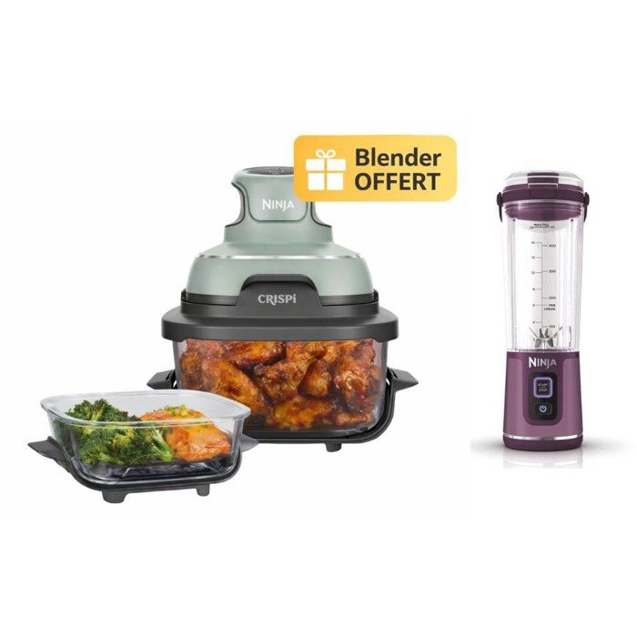 Friteuse sans huile portable - NINJA - CRISPI - 14L et 38L - 4 programmes - 1700W - Sauge + Blender portable Blast Violet offert