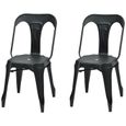 KRAFT Zoeli Lot de 2 chaises de salle à manger - Métal noir mat - Style industriel - L 44 x P 53 cm-0