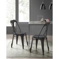 KRAFT Zoeli Lot de 2 chaises de salle à manger - Métal noir mat - Style industriel - L 44 x P 53 cm-1