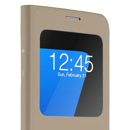 Coque de protection pour Samsung Galaxy S7 Edge Miroir Bleu Étui à rabat transparent avec fonction support Housse de protection en polyuréthane pour téléphone portable Galaxy S7 Edge 