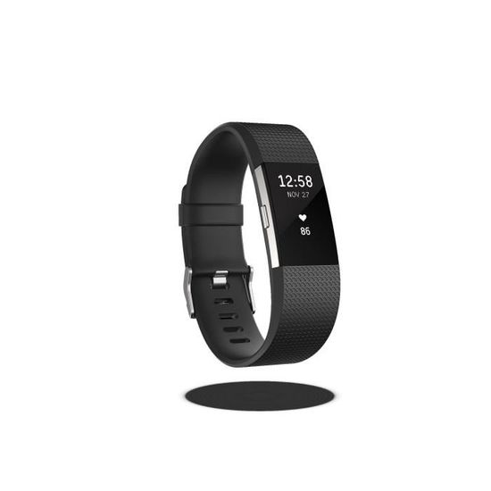 FITBIT CHARGE 2 Bracelet connecté pour l'activité et le sport - Noir - Taille S