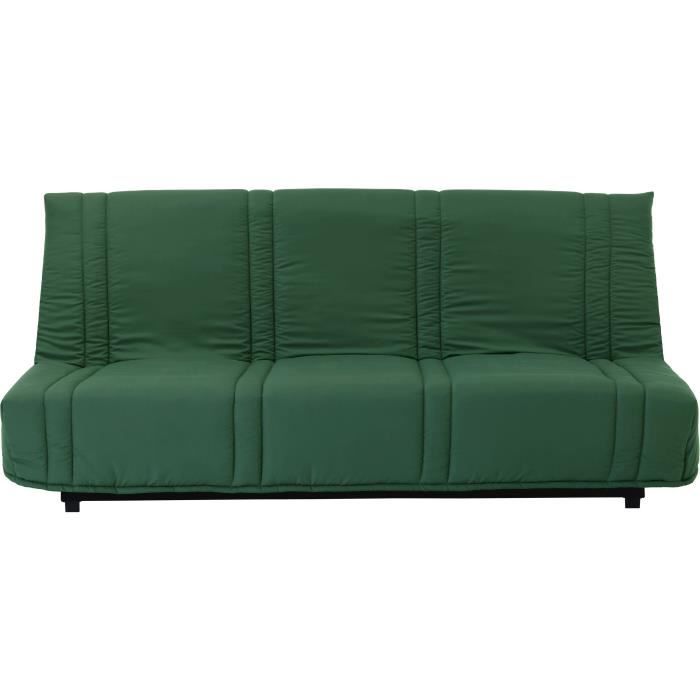 Clic clac 3 places LENA 20 - Tissu coton vert forêt - Couchage 125x190 cm - L193 x P92 x H93 cm
