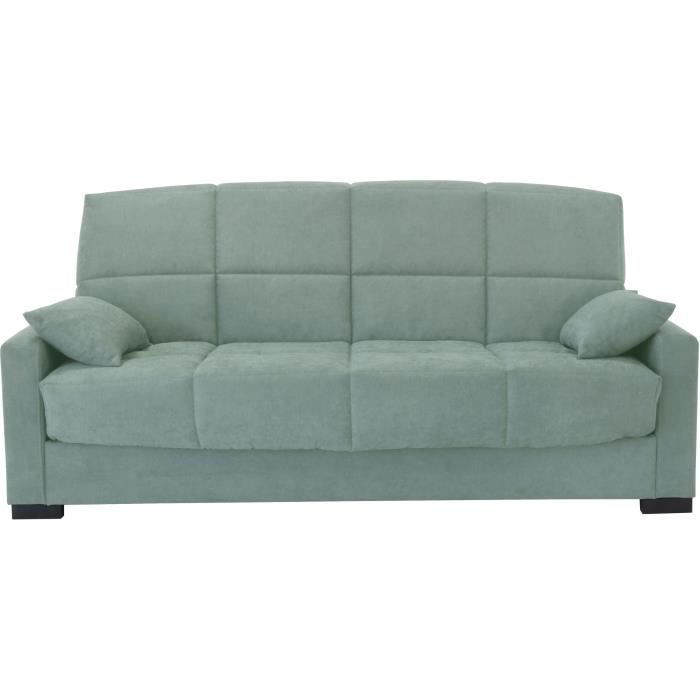Clic clac 3 places MEGAN 14 - Tissu Soro vert amande - Avec accoudoirs - Couchage 130x190 cm - L223 