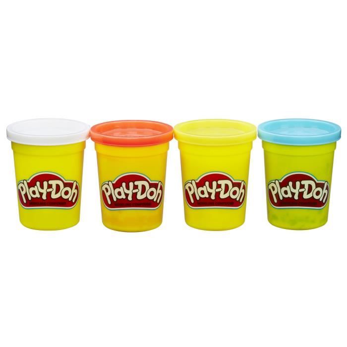 Pâte à modeler PLAY-DOH - Pack de 4 couleurs classiques atoxiques pour enfants - Pots de 112 g