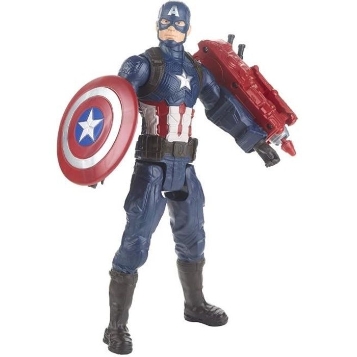 figurine titan captain america - hasbro - avengers endgame - 30 cm - 5 points d'articulation - bleu