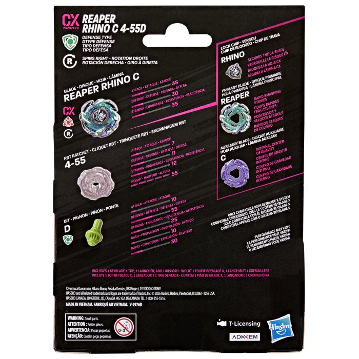 Beyblade X Starter Pack Reaper Rhino C 4-55D CX, toupie Takara Tomy de type défense avec lanceur, toupies de compétition, des 8 ans comprar a buen precio - entrega gratuita, reseñas reales
