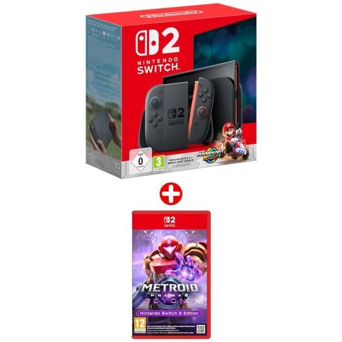 Pack Nintendo : Console Nintendo Switch 2 + Mario Kart World (Code) + Metroid Prime 4: Beyond
