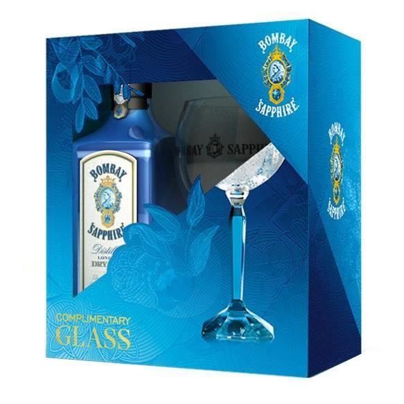 Bombay Sapphire Dry Gin 70 cl 40° Coffret + Verre La cave Cdiscount