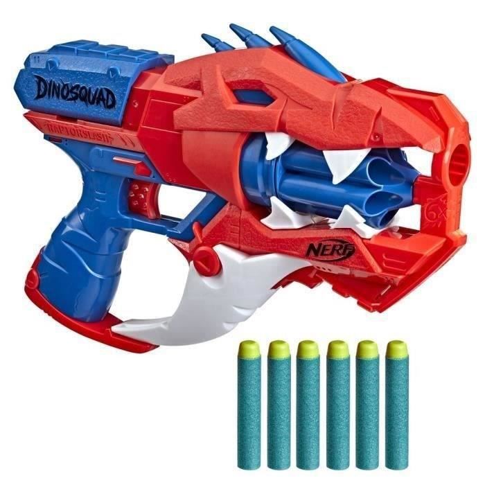 NERF - DinoSquad - Blaster Raptor-Slash avec barillet rotatif 6 fléchettes