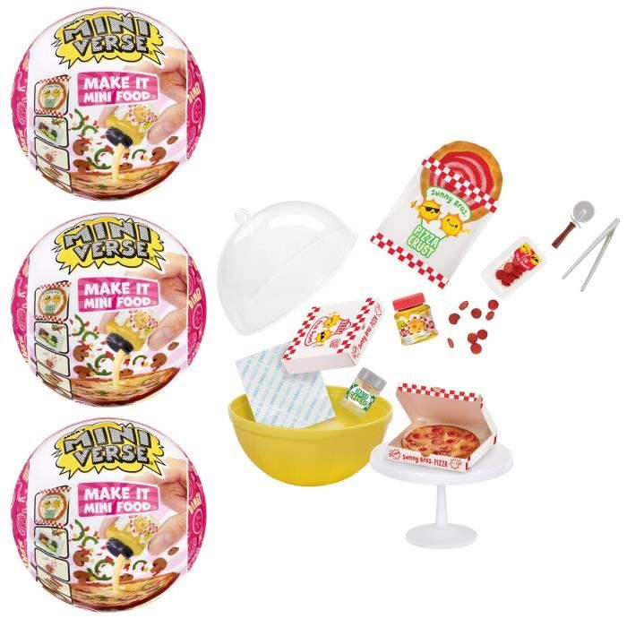 Miniverse - Lot de 3 boules thèmes Diner - Kit de cuisine créative en résine avec Lumière UV - Non c