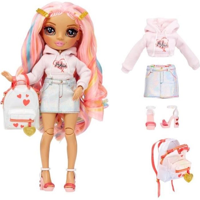 Rainbow High Junior High S3 - Poupée Mannequin Arc-en-Ciel 22cm - Kia Hart (Rose)