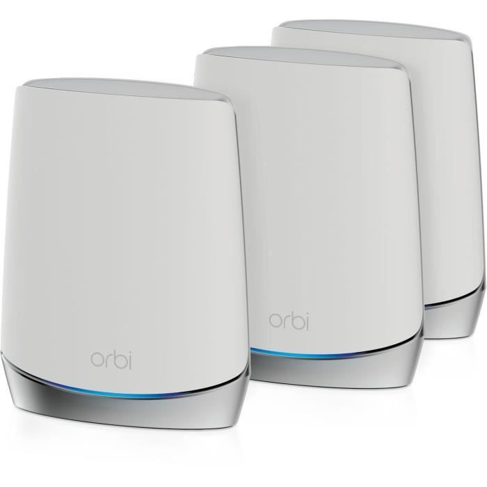 NETGEAR Système WIFI 6 Mesh Orbi RBK753 Tri-band AX4200 - Pack de 3 - jusqu'à 60 appareils connectés et 525 m² de couverture