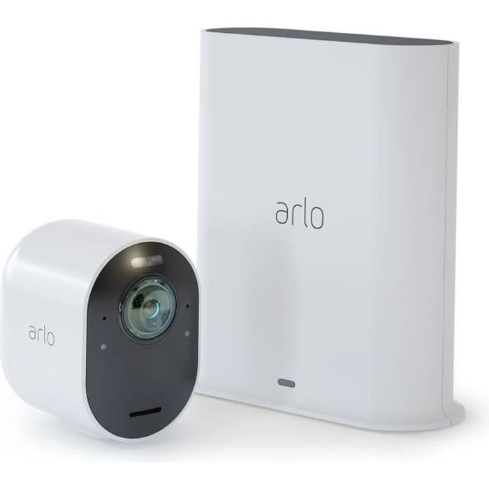 Arlo Ultra|4K HDR|VMS5140-100EUS|Pack de 1 |Vision Nocturne Coloreée|Eclairage Intégré|Alarme|Grand Angle 180°|Rechargeable