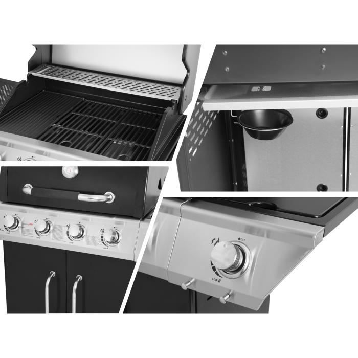 Barbecue à Gaz LOFOTEN 2 - 4 Brûleurs, 12 KW, Capot Avec Thermomètre - Idéal Pour Jardin Et Terrasse - 7